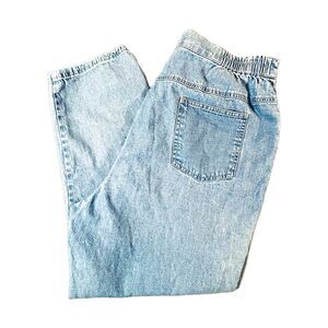 Nancy Bolen City Girl Light Wash Capri Jeans Sz 14 VTG USA overstitched hem
